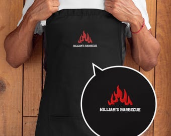Grembiule ricamato per uomo – Grembiule personalizzato per barbecue, cucina o barista | Regali per papà, compleanno o per la cucina