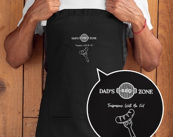 Custom Embroidered Apron for Men – Personalized Grill, Chef, or Bartender Apron | Gifts for Dad, Birthday, or Kitchen Use, Custom BBQ Apron