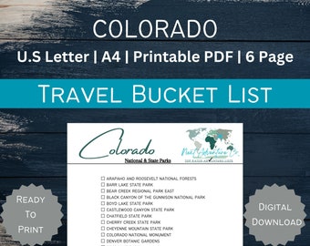 Colorado Bucket List Itinerary Planner Digital Download