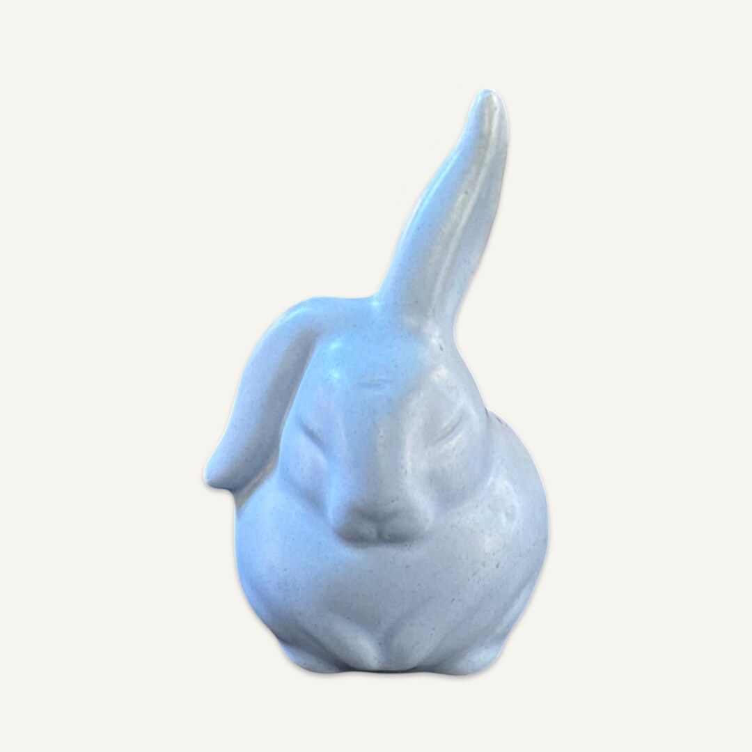 Mid Century Modern Blue Ceramic Bunny Vase - Etsy