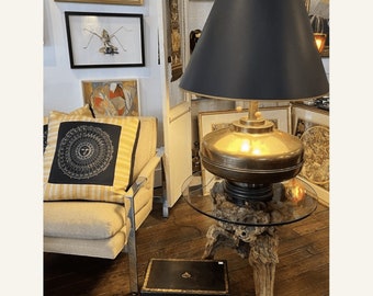 The Marbro Lamp Company Mid Century Oversized Lamp With Black Paper Shade