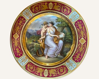 Royal Vienna Hand-Painted Plate Depicting an Allegorical Scene