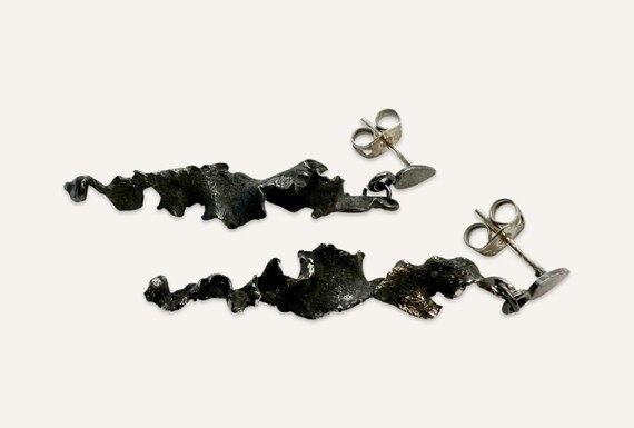 Oxidized Silver Drop Earrings - image 2
