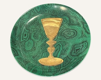 Vintage Piero Fornasetti “Stoviglie” Malachite Lithographic Transfer-Printed Plate