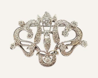 Lady’s Edwardian Style Platinum and Diamond Filigree Convertible Brooch/Pendant