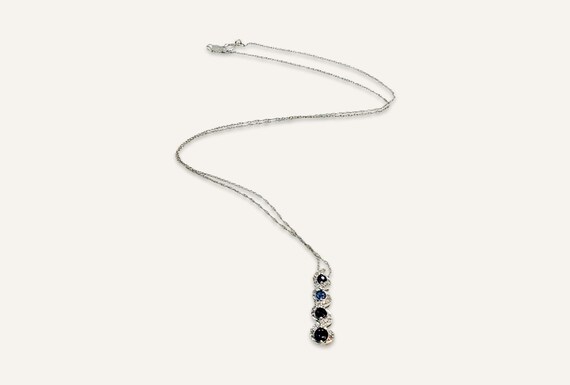 Sapphire and Diamond Pendant and Chain in White G… - image 1
