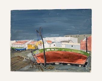William C Grauer, 1895-1985, Untitled (Mexican Fishing Village) Ink and Watercolor on Paper