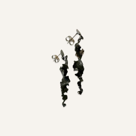 Oxidized Silver Drop Earrings - image 1