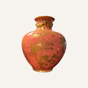 Royal Crown Derby Esthetic Movement Pink Porcelain and Gilt Vase