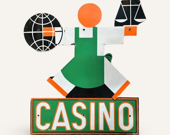 French Grocery Store Chain “Casino” Enameled Sign by Cassandre 1931