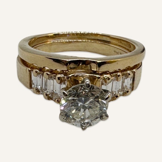 Yellow Gold and Diamond Wedding Band/Engagement R… - image 1