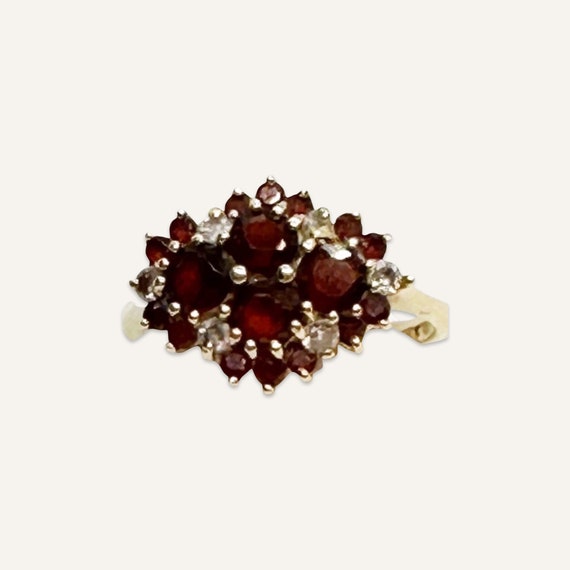 Garnet and Diamond Gold Ring