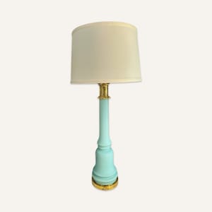 1920s Turquoise Opaline Glass Neoclassical Form Lamp With Brass Findings