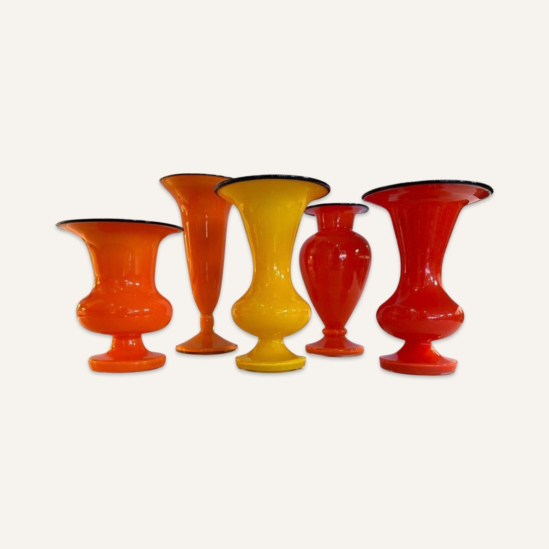 set-of-5-1930s-bohemian-tango-glass-vases-etsy