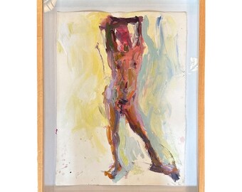 Carl Plansky Male Nude, Expressionist, Gouache and Acrylic, 21st Century