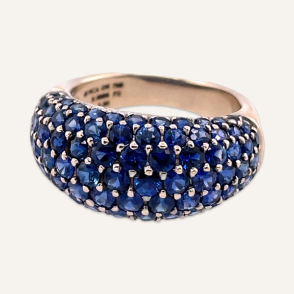 One 18k Stamped Van Cleef and Arpels Sapphire Dome Band