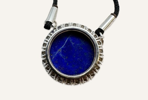 Lapis Cabochon Pendant Surrounded by Diamonds - image 3