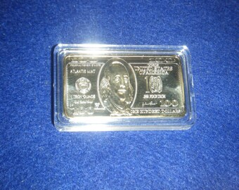 Ben Franklin gold clad art bar,   sealed mint condition