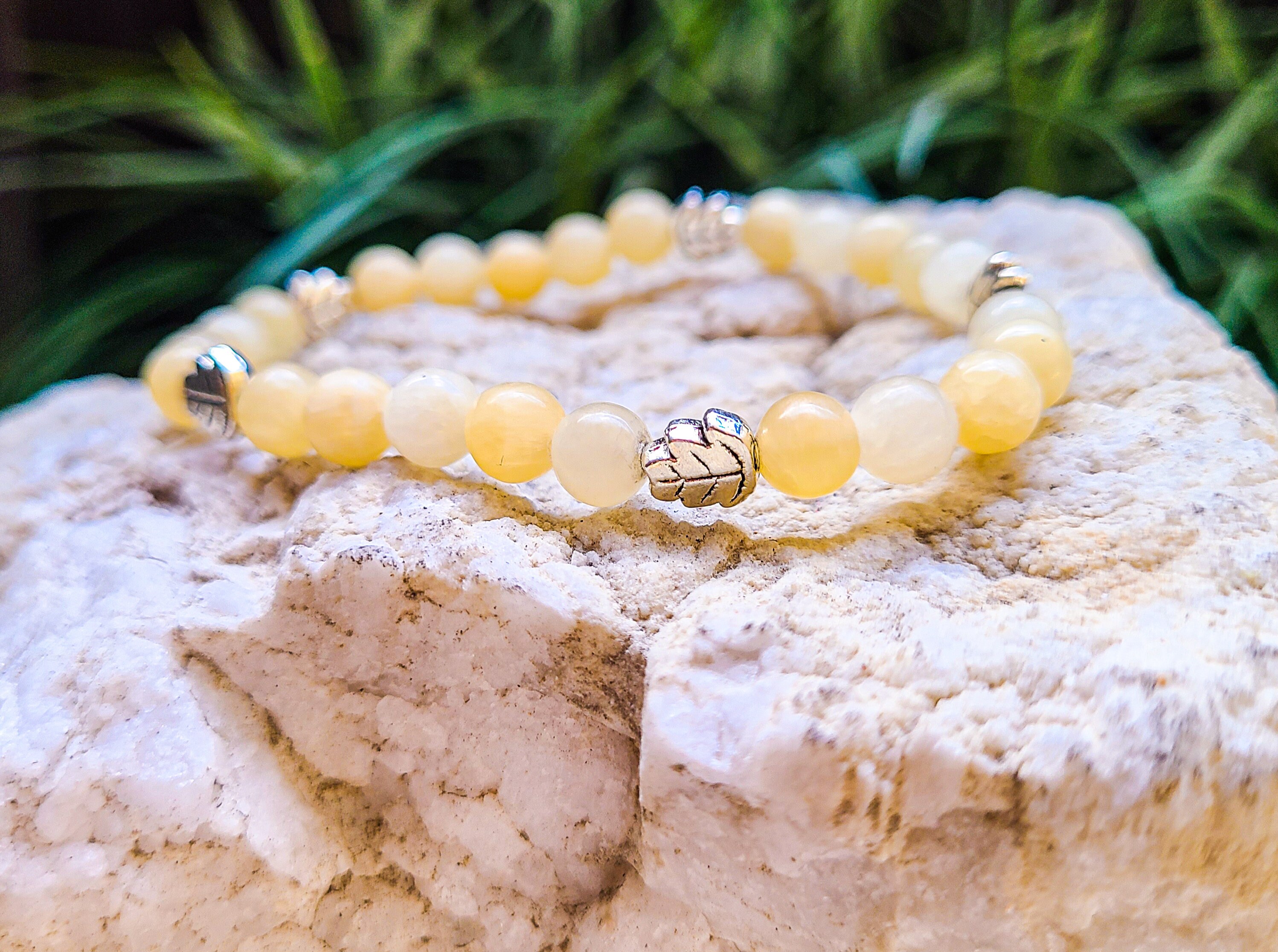 Gelber Topas 6mm Stapeledelstein Armband, Natürliche Edelsteine, Gelbes Armband, Solarplexus Chakra Stein, November Geburtsstein