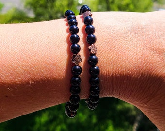 Schwarze Turmalin Perlen, Healing Empath Armband, kraftvoller negativer Energieschutz, Unisex Perlenarmband, schwarze Edelstein Armband