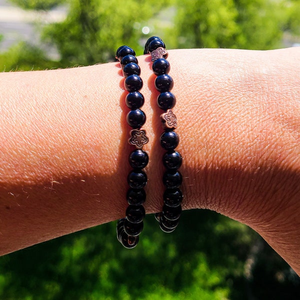 Black Tourmaline beads, Healing Empath Bracelet, Powerful Negative Energy Protection, Unisex beaded bracelet, Black Gemstone Bracelet