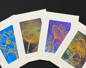 Hand-Painted Silk Flower Greeting Card: Unique Art Keepsake