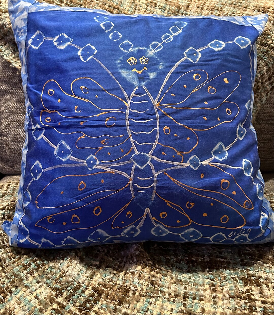 Handpainted Batik Pillow Case With Pillow. Batik Pillow Cover Decor