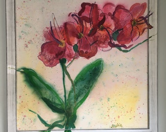 Orchid Painting on Silk: Botanical Batik Wall Decor