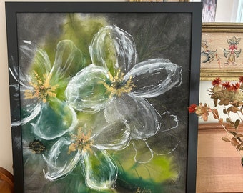 Jasmine Batik Painting on Silk: Floral Wall Decor