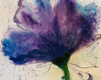 Crocus Batik Painting on Silk: Floral Wall Decor