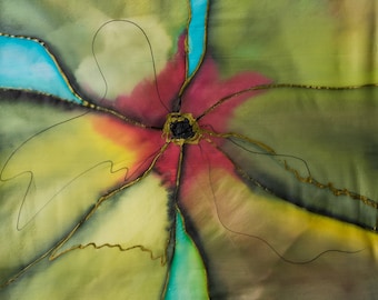 Yoni Art on Silk, Chakra Wall Decor, Erotic Bedroom Art