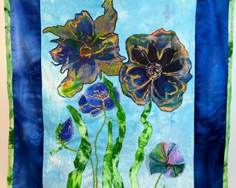 Silk Appliqué Floral Wall Hanging