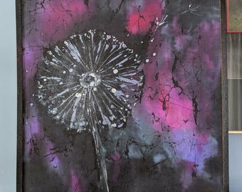 Dandelion Silk Painting: Floral Wall Decor (18"x18")