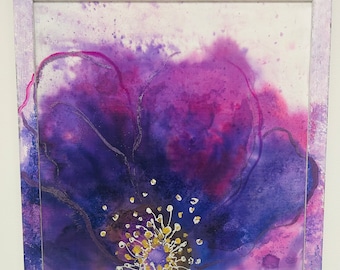 Poppy Batik Painting on Silk: Floral Wall Decor (22"x22")