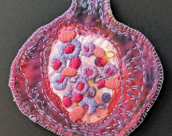 Handmade Silk Pomegranate Brooch: Rosh Hashanah Jewelry