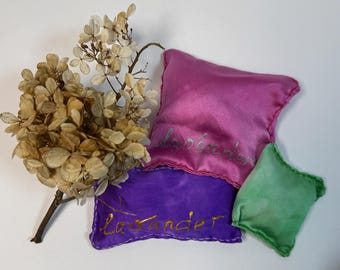 Silk Lavender Sachet SET 3/ Scented Drawer Sachet