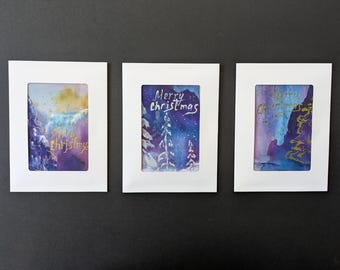 Hand-Painted Silk Christmas Cards: Unique Holiday Art with Envelope