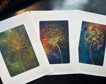 Hand-Painted Silk Flower Greeting Card: Unique Art Keepsake