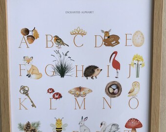 Enchanted Alphabet Poster, Enchanted ABC Poster, Enchanted Alphabet Print, Enchanted Forest Print, Woodland Alphabet Poster, Woodland ABC