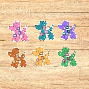 Cute Balloon dog with Flowers stickers | kindle stickers | tumbler stickers | Cute stickers