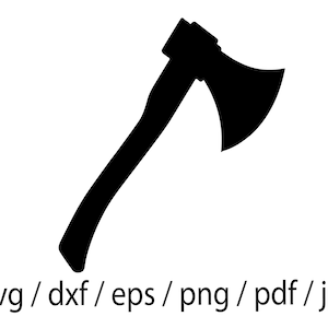 May include: A black silhouette of an axe with a wooden handle.