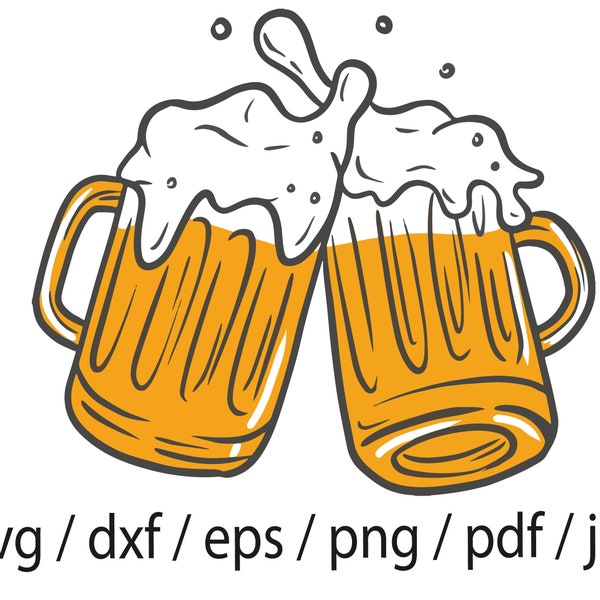 Beer SVG, Beers Cheers SVG, Beer Vector, Beer Clipart, Beer Cricut, Beer Cut File, Beer Silhouette, Beer Mugs svg dxf eps png jpg