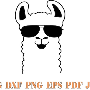Llama svg,Cute animal svg,Alpaca svg,Cool Llama with glasses svg