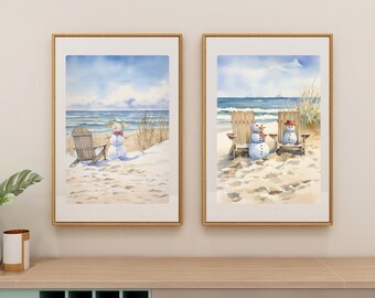 Beach Christmas Print Blue Christmas Printable Wall Art Digital Download Beach House Christmas Decor Modern Holiday Coastal Xmas Wall Art