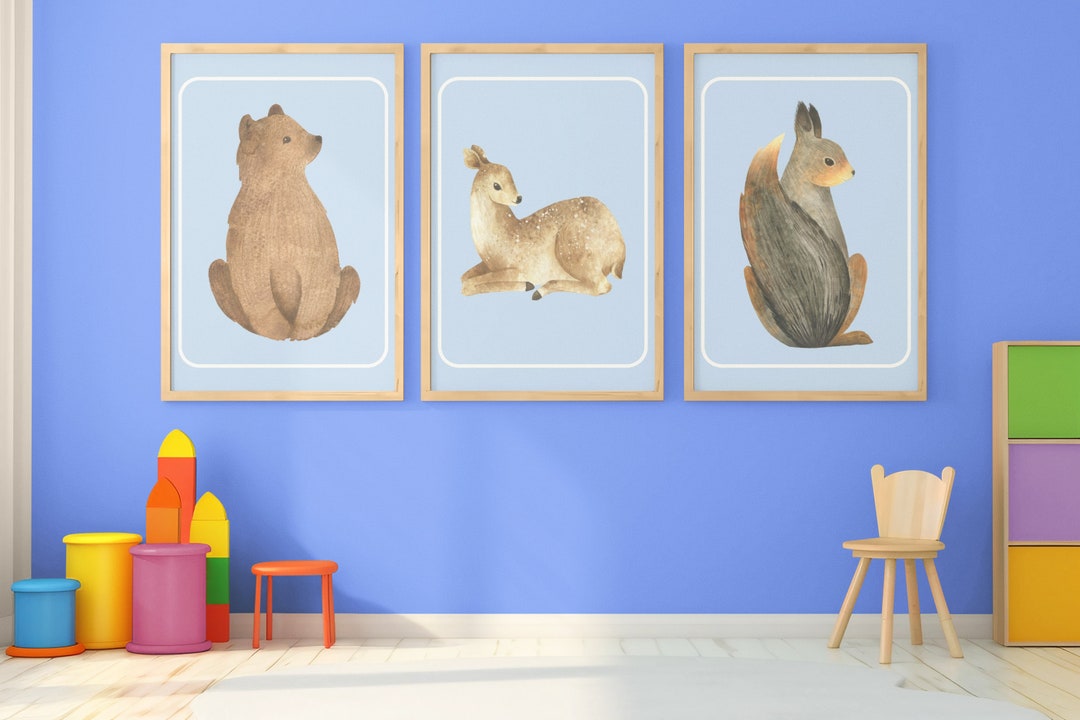 Woodland Nursery Wall Art Download Art Bear Poster Baby Woodland Animal Nursery Decor Forest