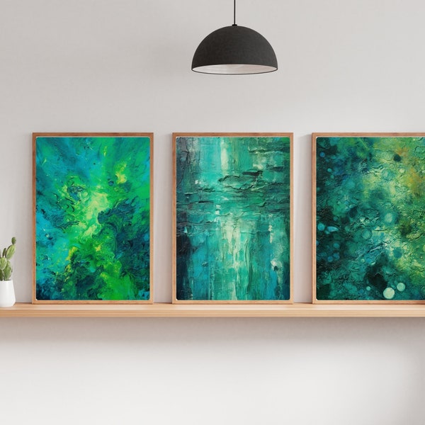 Blue Green Abstract Etsy