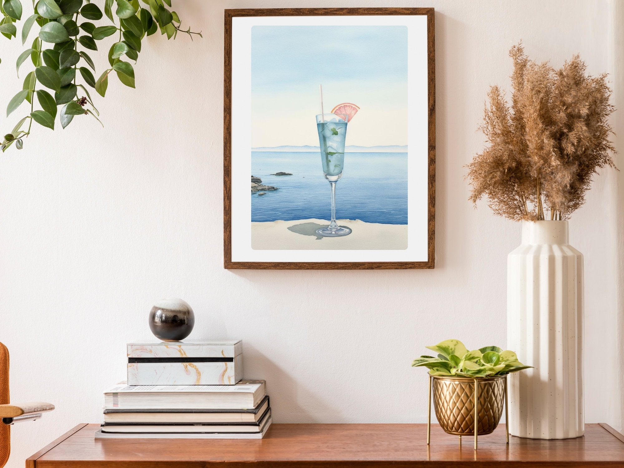 Bar Cart Decor Cocktail Poster Bar Cart Art Print Blue Wall - Etsy