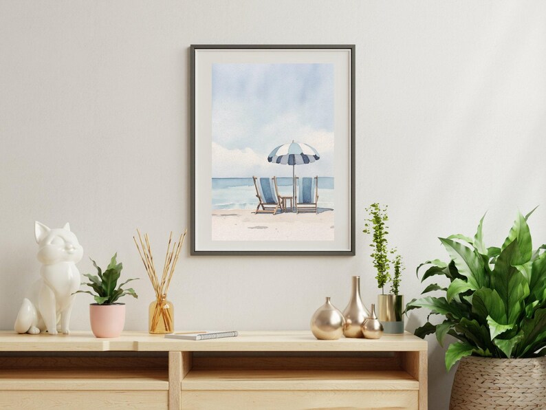 Tropical Room Nautical Wall Art Beach Themed Digital Download Coastal Design Poster Retro Style Surf Aesthetic Watercolor Print Printable Artwork Home Decoration Beach House Display Ocean Inspired Art Collection Instant Download Multiple