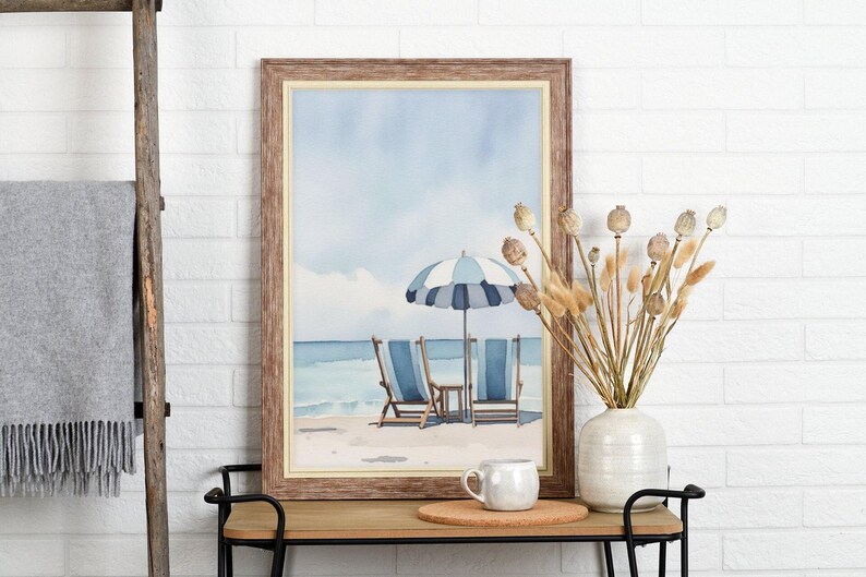 Retro Style Surf Decoration Beach Wall Art Digital Download Watercolor Print Tropical Room Nautical Theme Coastal Design Poster Printable Artwork Home Display Beach House Styling Ocean Inspired Art Collection Instant Download Multiple Sizes