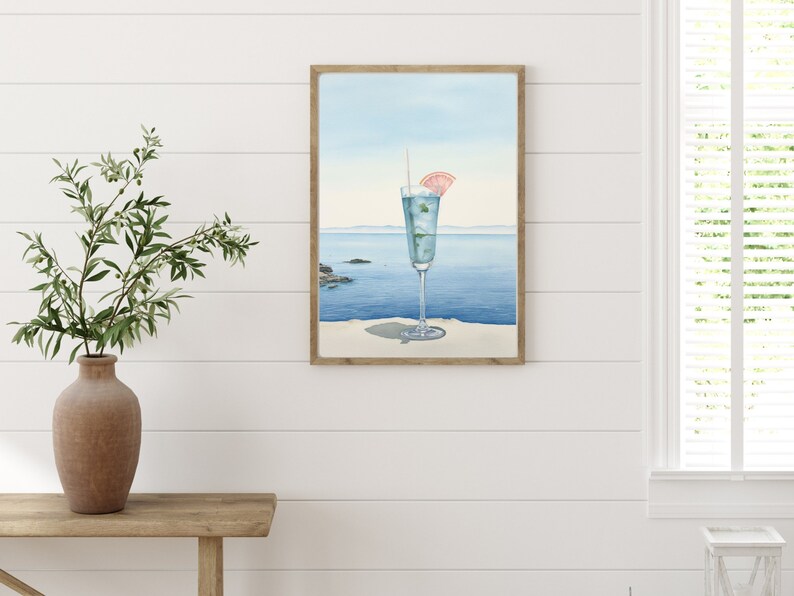 Bar Cart Decor Cocktail Poster Bar Cart Art Print Blue Wall - Etsy